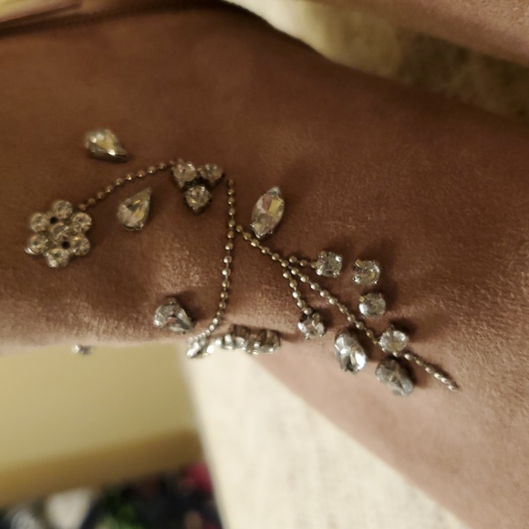 Nannette Pale Pink Ankle Boots with Rhinestone Details Sz 8 - Picture 3 of 8